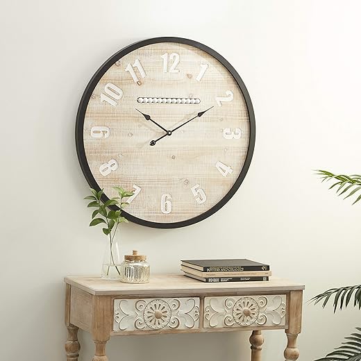 Deco 79 Wood Decorative Wall Clock Wall Clock for Home, Wall Clock for Room 32 x 2 x 32, Brown