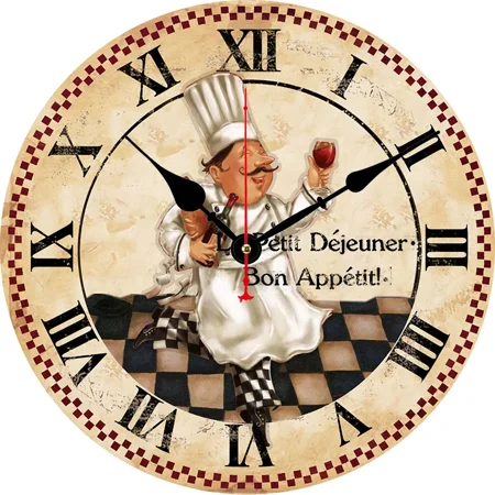 Decor Art Carfts Mounted Home Clock Decoration Office Room Dining Clock Silent Round Bedroom Room Living Clock Wall Chef