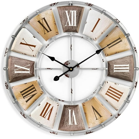 Decorative Large Metal Wall Clock for Living Room - Modern Farmhouse Wall Décor