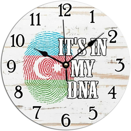 Decorative Wall Clock Azerbaijan It'S In My Dna Wall Clocks Azerbaijan Flag Clocks Battery Operated Silent Pvc Wall Clock World Traveler Gift Wall Hanging Clock 12X12In