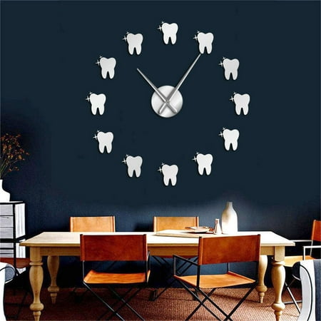 Decorative Wall Clocks Red Room Decor Time To Wake Clock For Toddlers Silent Wall Clock Dentist Frameless Diy Acrylic Wall Watch Tooth Modern Design Oversized Time Wall Clock