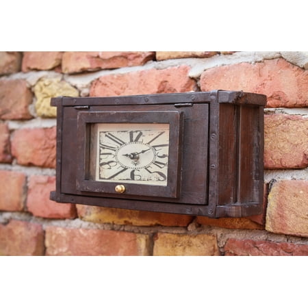 De Kulture Works Handcrafted Recycled Wooden Brick Mould Vintage Wall Clock Collectible Timepieces, 32x15 CMS (LW)