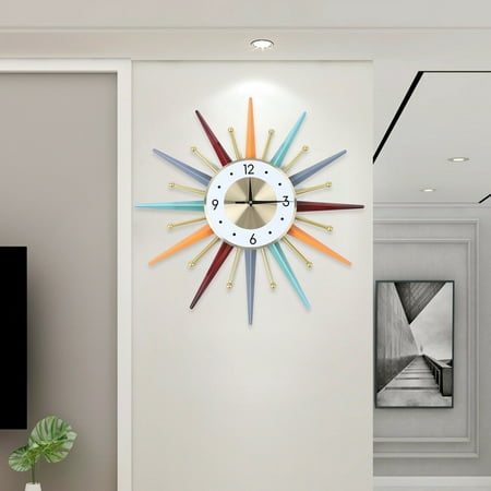 DENEST Colorful Starburst Ball Clock Modern Wall Clock MidCentury Festive Decor Clock