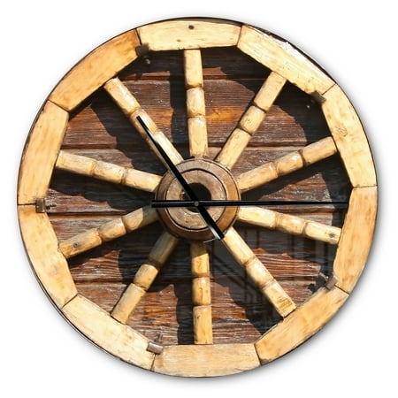 Designart 'Antique Wagon Wheel ' Farmhouse wall clock