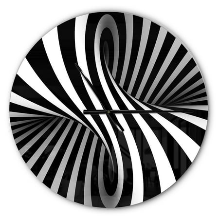 Designart 'Black and White Spiral ' Modern wall clock