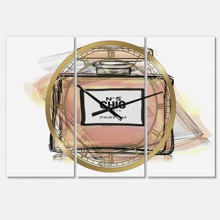 Designart 'Chic Nr 5 Paris Parfum V' Oversized Fashion Wall Clock