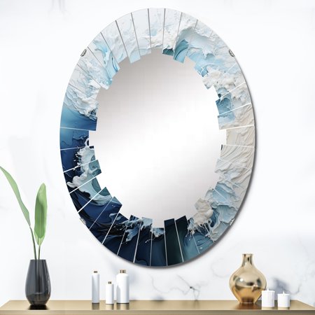 DESIGN ART Designart Coastal Waves Rhythmic Coastal II Nautical & Beach Modern Wall Mirror 24in.x36in.