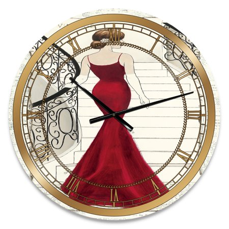 DESIGN ART Designart 'Elegance Glam Paris Diva III' Glam Oversized Wall CLock 16 in. wide x 16 in. high