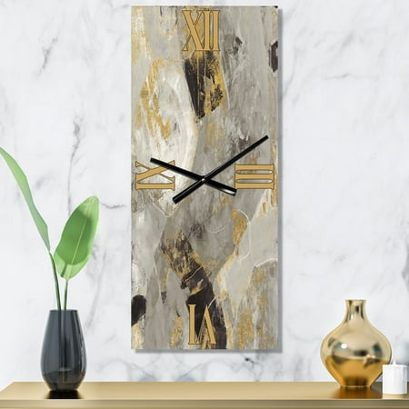 DESIGN ART Designart 'Glam Gold Desert Neutral' Glam Metal Wall Clock 30 in. Wide x 40 in. High