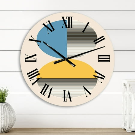 DESIGN ART Designart, 'Minimal Late 20S Geometric Primitive Design IV' Mid-Century Modern wall clock 16 In. Wide x 16 In. High