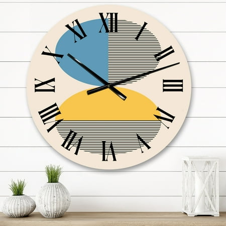 DESIGN ART Designart, 'Minimal Late 20S Geometric Primitive Design IV' Mid-Century Modern wall clock 23 In. Wide x 23 In. High