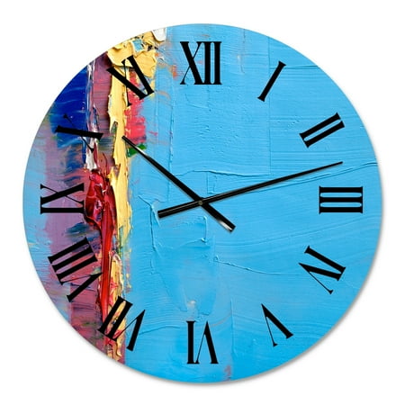 DESIGN ART Designart 'Oil Brushed Colorfields III' Modern wall clock 16 In. Wide x 16 In. High