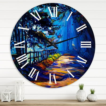 DESIGN ART Designart 'Shadows In The Afternoon On Park Road' Lake House wall clock 36 In. Wide x 36 In. High