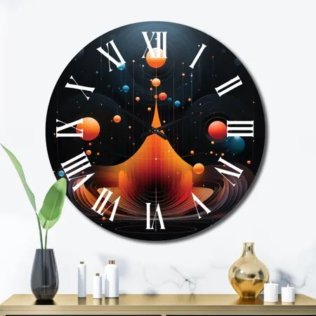 DESIGN ART Designart Sufi Dances Abstract Mystical Dance Red Black I Abstract Landscape Oversized Wall Clock 36 In. Wide x 36 In. High