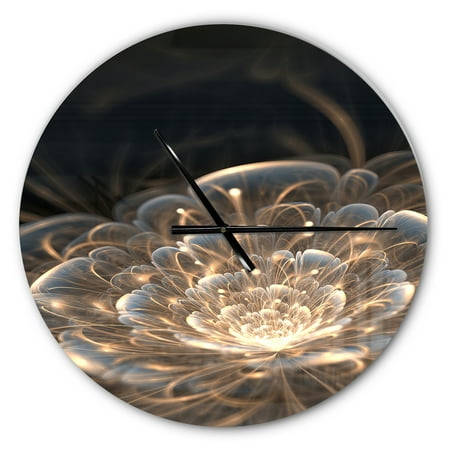 Designart 'Fractal Flower with Golden Rays ' Modern wall clock