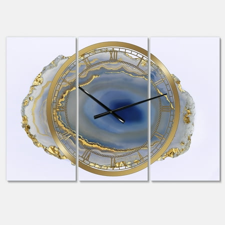 Designart 'Golden Water Agate' Large Fashion Wall Clock