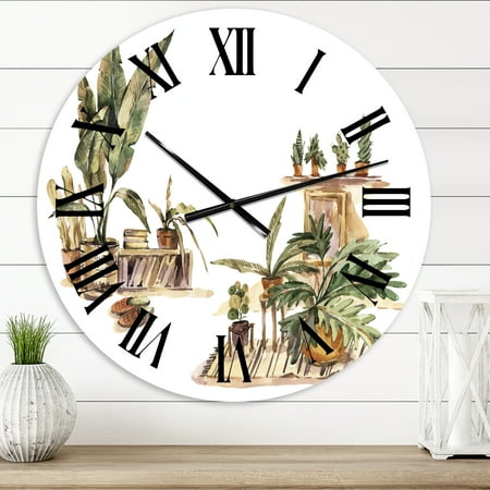 Designart 'Indoor House Plants Urban Jungle Iii' Traditional Wall Clock