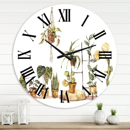 Designart 'Indoor House Plants Urban Jungle Ii' Traditional Wall Clock