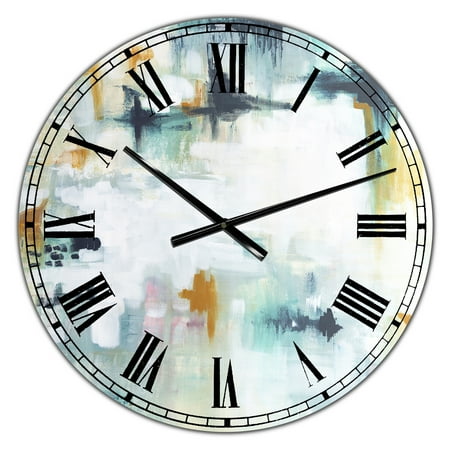 Designart Large Blue Analog Round Contemporary/Modern Wall Clocks, CLM25079-C23