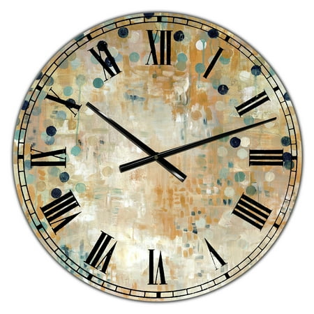 Designart Large Brown Analog Round Contemporary/Modern Wall Clocks, CLM25072-C23