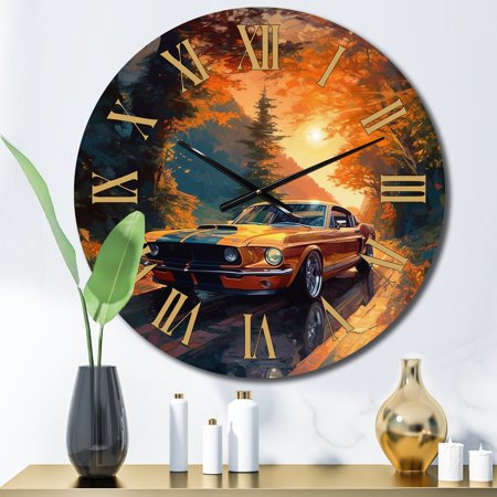 Designart Late Drives in a Muscle Car I Muscle Car Oversized Wall Clock