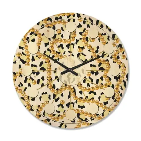 Designart 'Leopard Fur Safari Pattern VI' Mid-Century Modern Wood Wall Clock