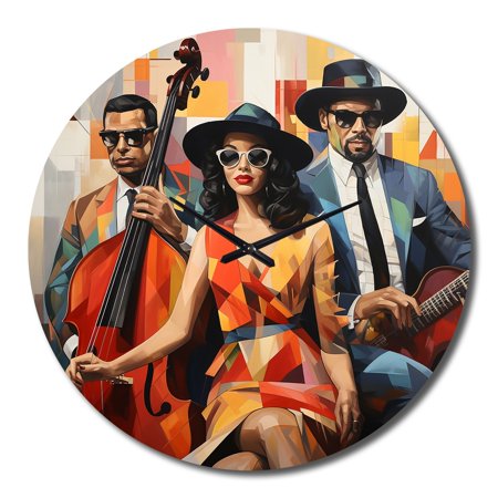 Designart Mid Century Retro flow Jazz Mid-century Oversized Wall Clock