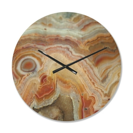 Designart 'Ovals and Strips on Agate ' Modern Wood Wall Clock