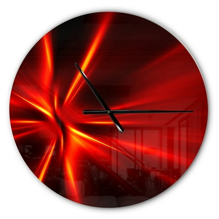 Designart 'Red and Yellow Rays' Metal Wall Clock