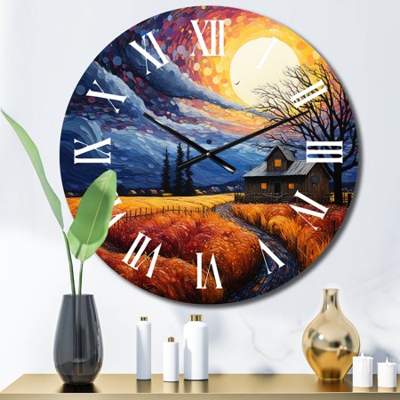 Designart Resilient Barn in Various Shades I Countryside Oversized Wall Clock