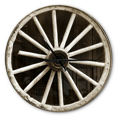 Designart 'Sepia Country Wagon Wheel Clock' Farmhouse wall clock