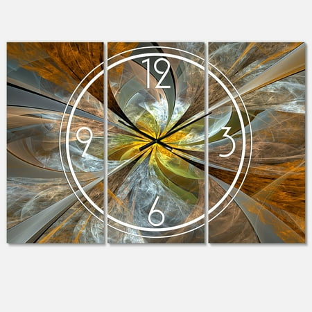 Designart 'Symmetrical Yellow Fractal Flower' Modern Wall Clock