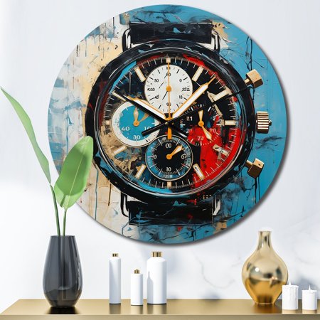 Designart Temporal Fusion of a Watch Fashion Oversized Wall Clock