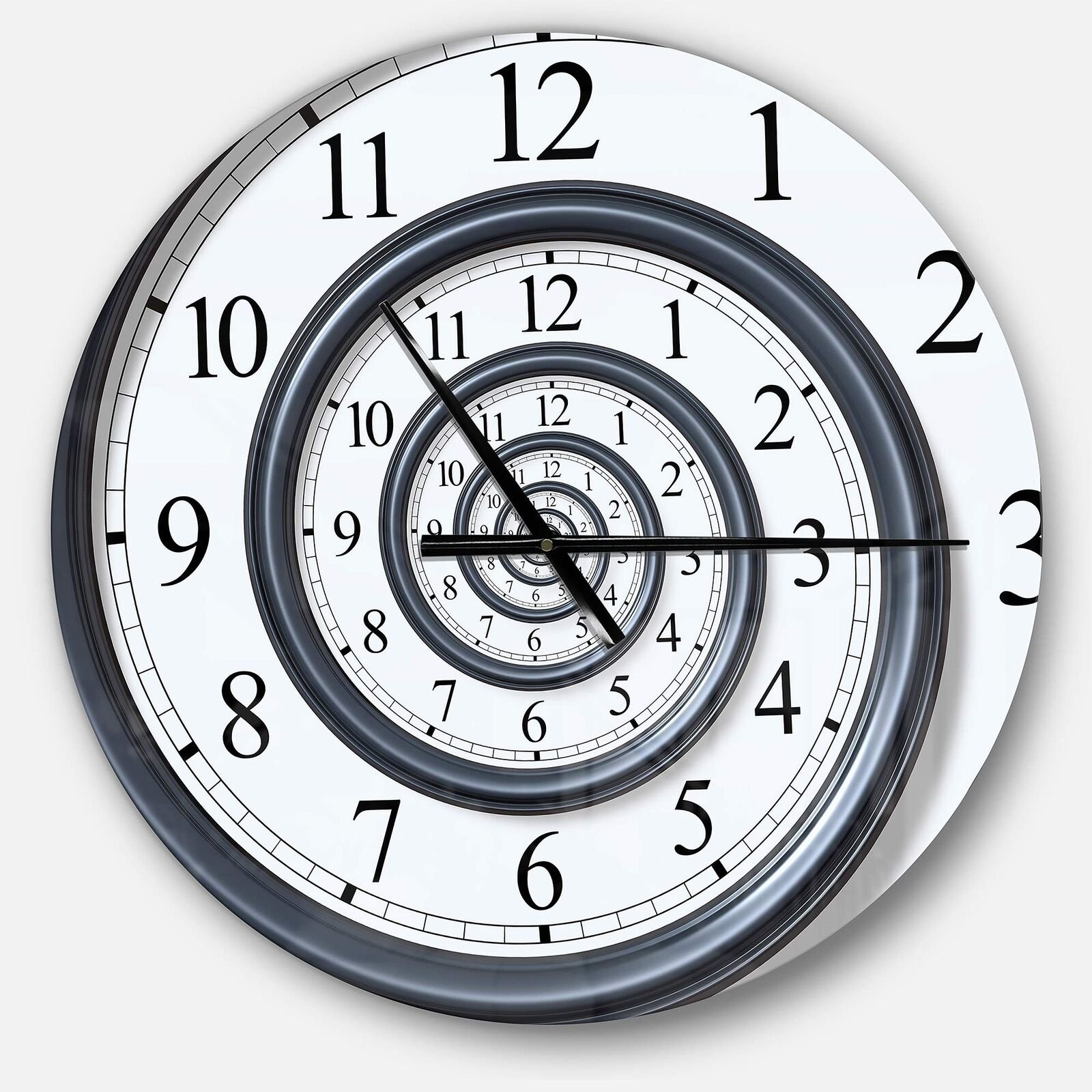 Design Art Time Spiral Analog Wall' Oversized Contemporary Metal Clock White