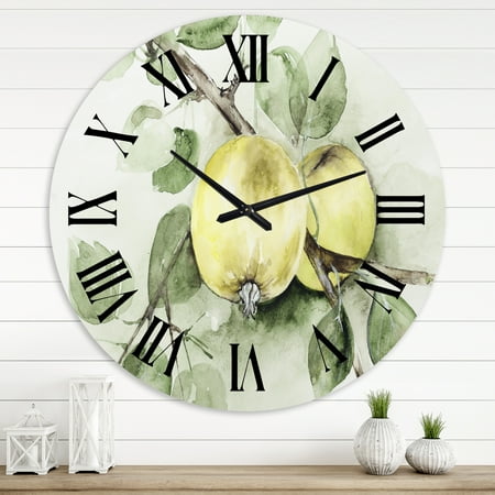 Designart 'Vintage Green Appels' Farmhouse Wall Clock