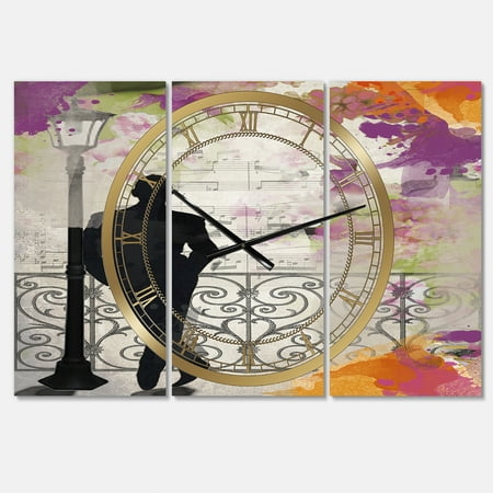 Designart 'Waiting In Paris' Oversized Traditional Wall Clock