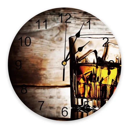 Design Modern Clock Wall Clock Digital Wall Watch Oclock Silent Bedroom Decor Home Clock Wall Grapes Fruit Wine Glass Wine