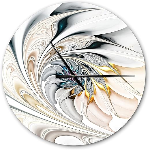 DesignQ 'White Floral Art ' Modern Wall Clock for Home Bedroom Bathroom Office Living Room Decoration, 10276, 23x23 (Clock-TOP 20