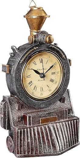 Design Toscano All Aboard Locomotive Train Steampunk Decor Wall Clock, 9 Inch, Multicolored