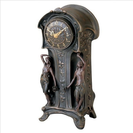 Design Toscano Dual Maiden Art Nouveau Mantelpiece Clock