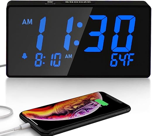 Desk Digital Alarm Clock for Bedroom, Blue 6