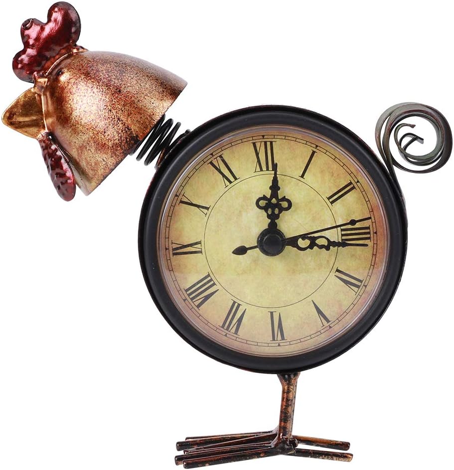 Desk & Shelf Clocks, Melting Clock Decor,European Retro Style, Chicken Shaped Iron Clock Desk Table Clock Home Ornament Craft Gifts