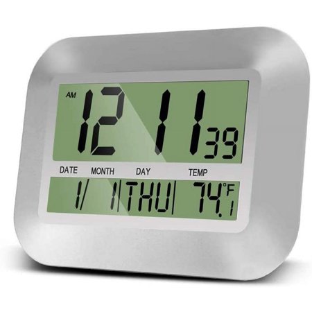 Digital Alarm Clock - Silver