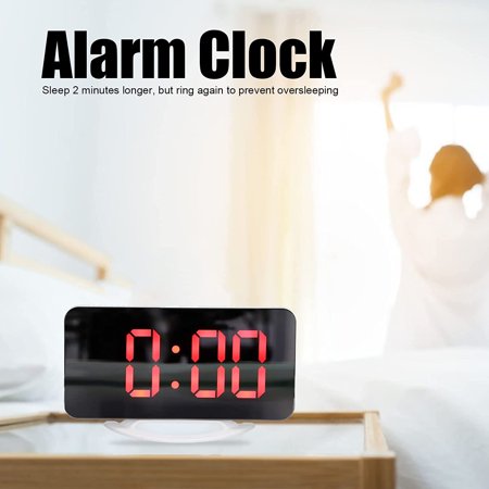 Digital Alarm Clock, 6 Inch Large Display Mirror Surface Led Clock With Dual Usb Ch[3450]