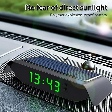 Digital Alarm Clock,Bedside Clock,Solar Powered Car Clock Noctilucence Electronic D[3226]