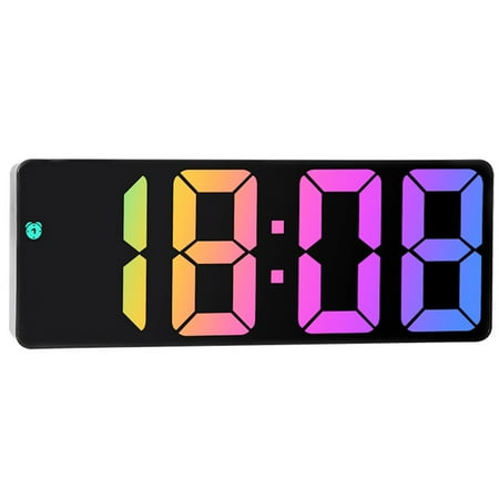 Digital Alarm Clock Colorful LED Electronic Clock USB/Battery Operated Smart Desk Clock 12/24H Display 3 Adjustable Brightness 5 Modes Voice Control Snooze Function Reusable