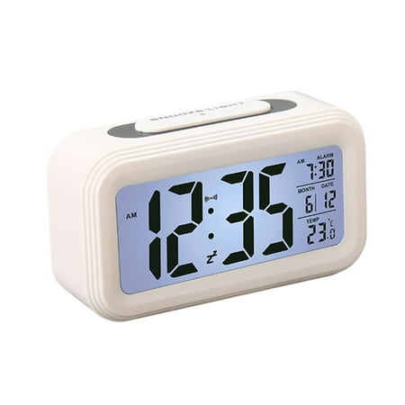 Digital Alarm Clock LED Screen Sensor Night Light Temperature Indicator Bedrooms Heavy Sleepers Kids Travel Bathroom Desk Smart Clock Bedroom Use