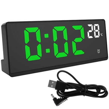 Digital Alarm Clock with Battery Backup Large Numbers USB Charging Port 3 Adjustable Alarm Volumes 5 Dimmers Date Snooze 12/24H Plug in Electric Clock 7inch LED Display or Bedroom