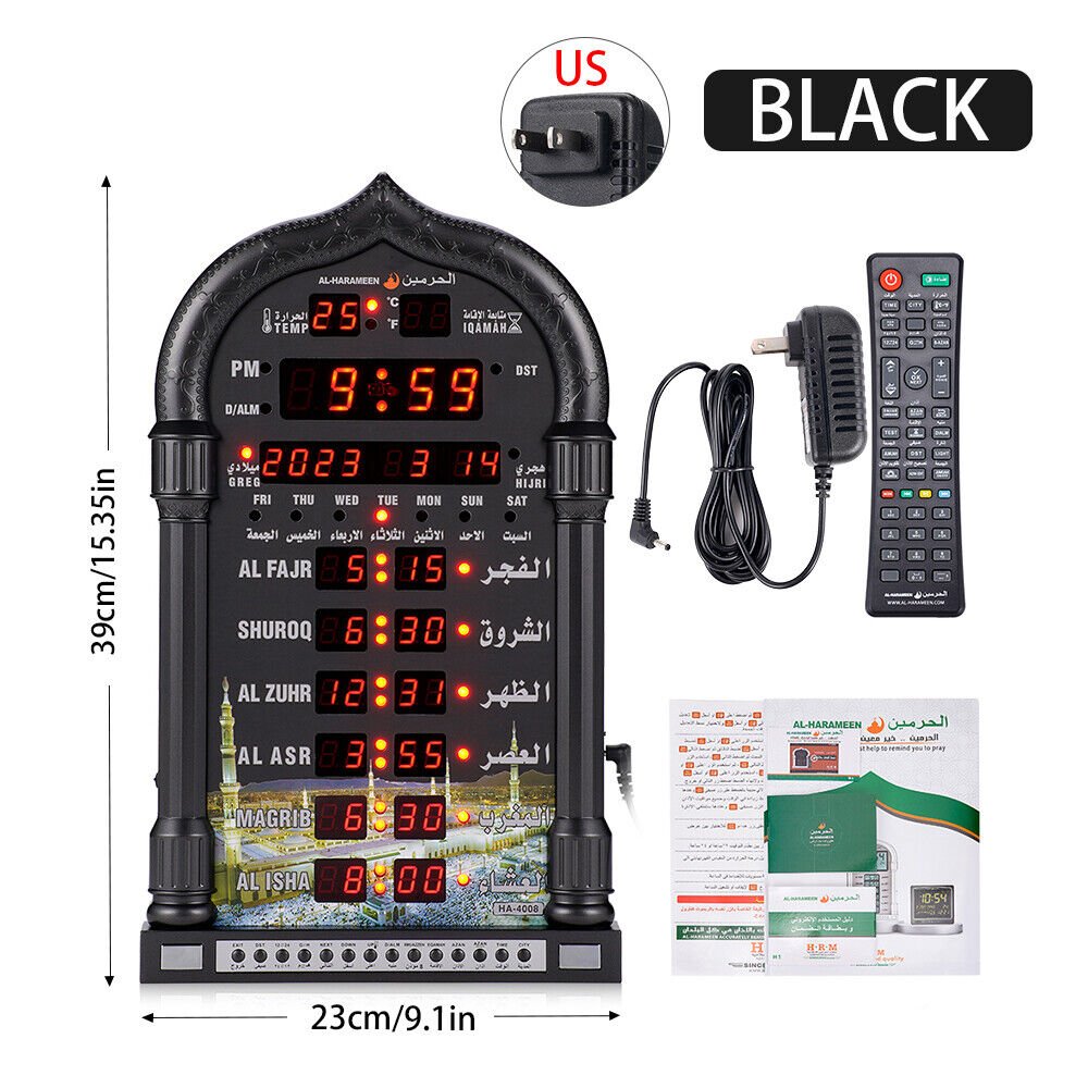 Digital Azan Clock Led Prayer Wall Clock Islamic for Home Office Mosque Clock US