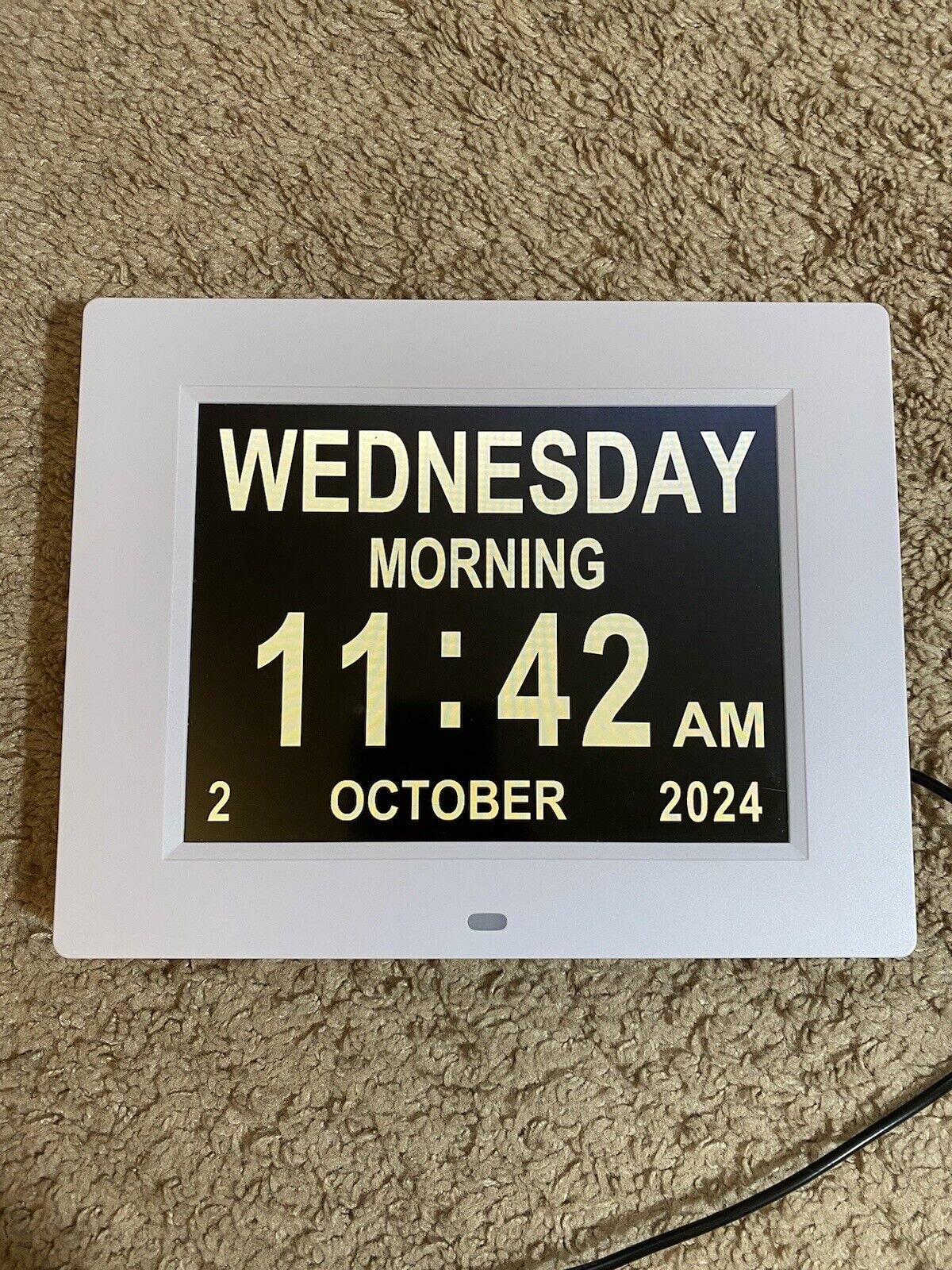 Digital calendar day clock Memory Loss 8” White See Description Table Top/Hang